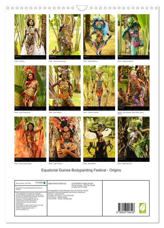 Produktbild: Equatorial Guinea Bodypainting Festival - Origins (Wall Calendar 2026 DIN A3 portrait), CALVENDO 12 Month Wall Calendar