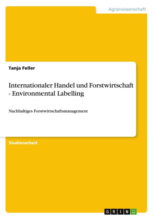 Produktbild: Internationaler Handel und Forstwirtschaft - Environmental Labelling