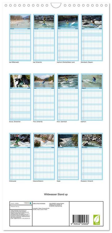 Produktbild: Familienplaner 2026 - Wildwasser Stand up mit 5 Spalten (Wandkalender, 21 x 45 cm) CALVENDO