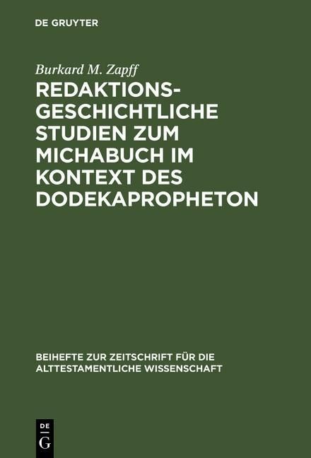 Produktbild: Redaktionsgeschichtliche Studien zum Michabuch im Kontext des Dodekapropheton