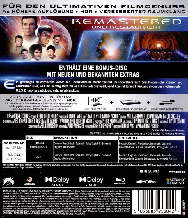 Produktbild: STAR TREK I - Der Film - The Director's Cut (4K Ultra HD) (+ Blu-ray) (+ Bonus-Blu-ray)