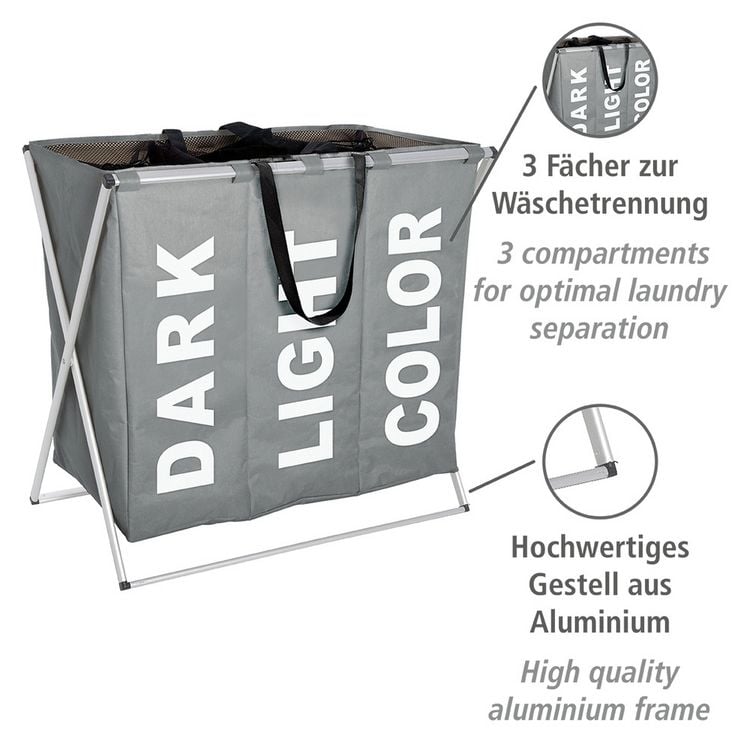 Produktbild: W&auml;schesammler Mod. Trio Grau, W&auml;schekorb, 130 l
