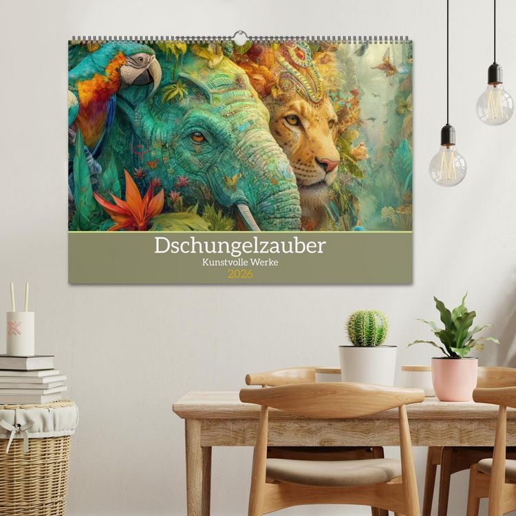 Produktbild: Dschungelzauber - Kunstvolle Werke (Wandkalender 2026 DIN A2 quer), CALVENDO Monatskalender