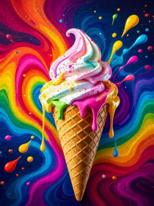 Produktbild: CALVENDO Puzzle Eiscreme im Regenbogenrausch | 1000 Teile Lege-Gr&ouml;&szlig;e 64x48cm Foto-Puzzle f&uuml;r gl&uuml;ckliche Stunden