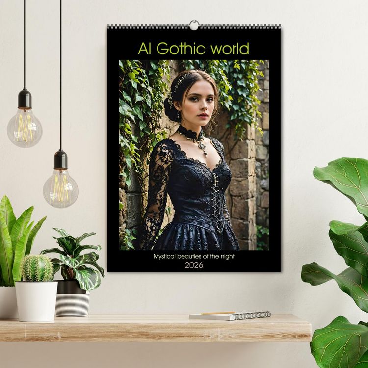 Produktbild: AI Gothic world - Mystical beauties of the night (Wall Calendar 2026 DIN A2 portrait), CALVENDO 12 Month Wall Calendar