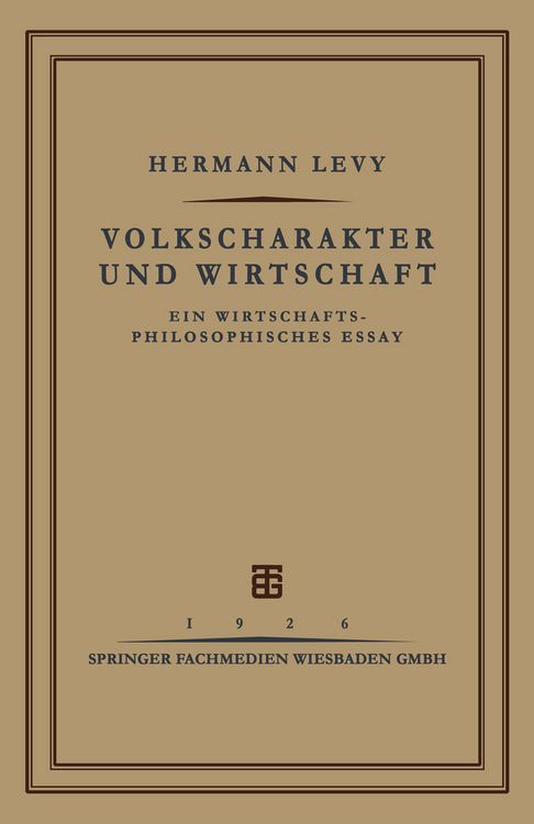 Produktbild: Volkscharakter und Wirtschaft