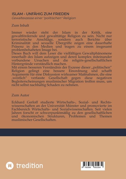 Produktbild: Islam - unf&auml;hig zum Frieden