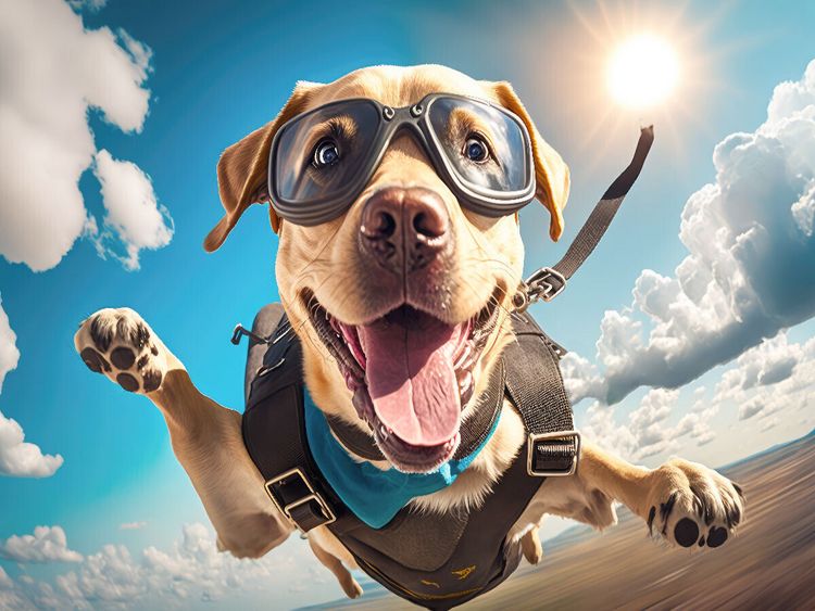 Produktbild: CALVENDO Puzzle Labrador Balu lernt fliegen | 1000 Teile Lege-Gr&ouml;&szlig;e 64x48cm Foto-Puzzle f&uuml;r gl&uuml;ckliche Stunden