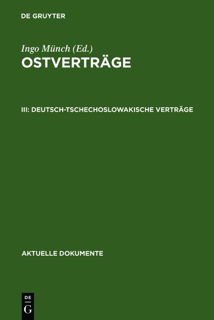 Produktbild: Ostvertr&auml;ge / Deutsch-tschechoslowakische Vertr&auml;ge