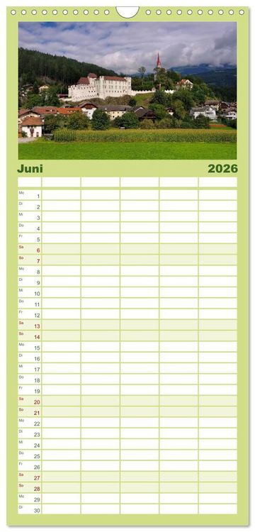 Produktbild: Familienplaner 2026 - Pustertal - Das gr&uuml;ne Tal S&uuml;dtirols mit 5 Spalten (Wandkalender, 21 x 45 cm) CALVENDO