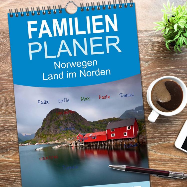 Produktbild: Familienplaner 2026 - Norwegen - Land im Norden mit 5 Spalten (Wandkalender, 21 x 45 cm) CALVENDO