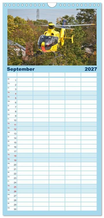 Produktbild: Familienplaner 2027 - Die beeindruckende Welt der Hubschrauber mit 5 Spalten (Wandkalender, 21 x 45 cm) CALVENDO