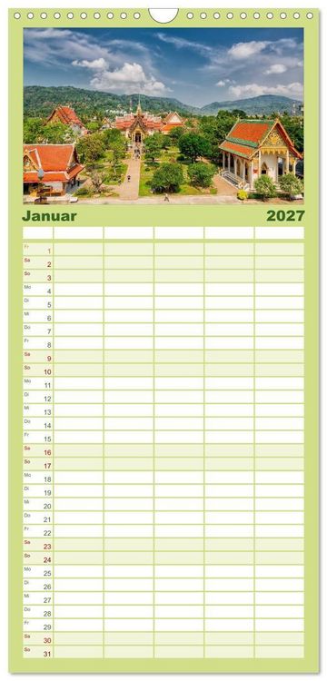Produktbild: Familienplaner 2027 - Zauberhaftes Thailand mit 5 Spalten (Wandkalender, 21 x 45 cm) CALVENDO