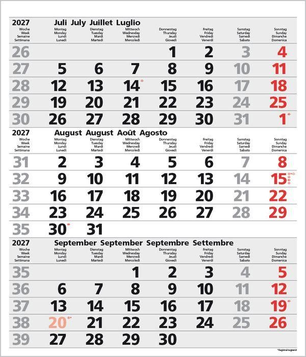 Produktbild: 3-Monats-Planer Comfort Grau 2027