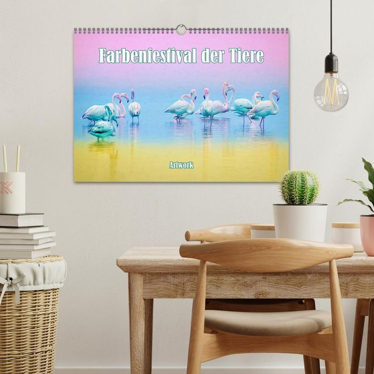 Produktbild: Farbenfestival der Tiere - Artwork (Wandkalender 2026 DIN A3 quer), CALVENDO Monatskalender