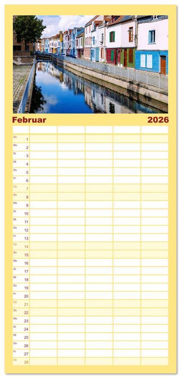 Produktbild: Familienplaner 2026 - Amiens. Die leise Sch&ouml;nheit Nordfrankreichs mit 5 Spalten (Wandkalender, 21 x 45 cm) CALVENDO