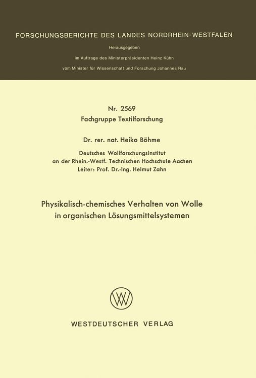 Bild vom Artikel Physikalisch-chemisches Verhalten von Wolle in organischen Lösungsmittelsystemen vom Autor Heiko Böhme