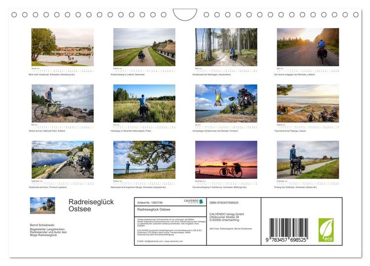 Produktbild: Radreisegl&uuml;ck Ostsee (Wandkalender 2026 DIN A4 quer), CALVENDO Monatskalender
