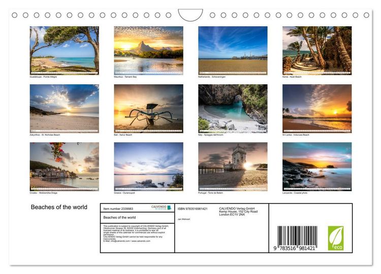 Produktbild: Beaches of the world (Wall Calendar 2027 DIN A4 landscape), CALVENDO 12 Month Wall Calendar