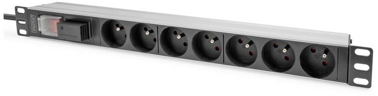 Produktbild: Digitus DN-95407-FR 19 Zoll Netzwerkschrank-Steckdosenleiste 1 HE Geeignet f&uuml;r Schranktiefe: ab 300 mm Aluminium, Aluminium (eloxiert), Schwarz,