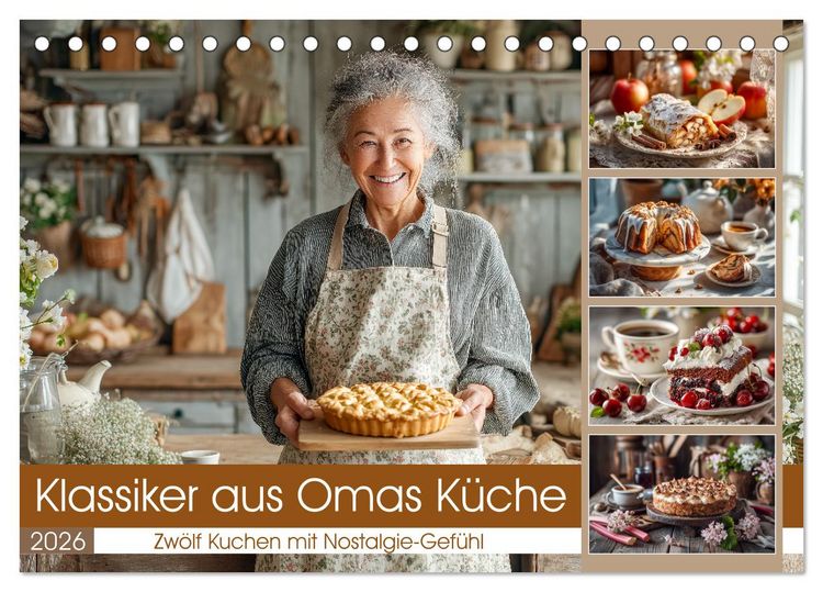 Produktbild: Klassiker aus Omas K&uuml;che - Zw&ouml;lf Kuchen mit Nostalgie-Gef&uuml;hl (Tischkalender 2026 DIN A5 quer), CALVENDO Monatskalender