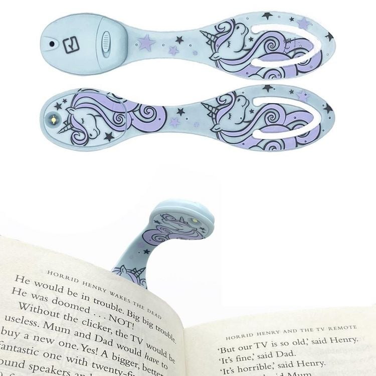Produktbild: Flexilight Leselicht (Einhorn) - 2 in 1 Leselampe & Lesezeichen - Geschenk f&uuml;r Leser, Buchliebhaber - Deutsche Ausgabe