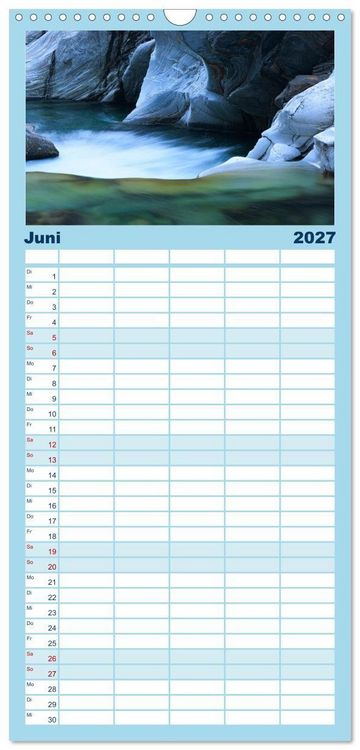 Produktbild: Familienplaner 2027 - Farben und Formen der Verzasca mit 5 Spalten (Wandkalender, 21 x 45 cm) CALVENDO