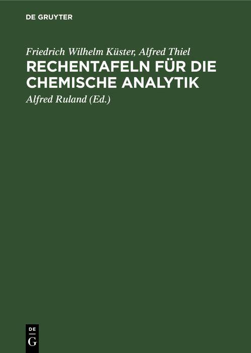 Produktbild: Rechentafeln f&uuml;r die chemische Analytik
