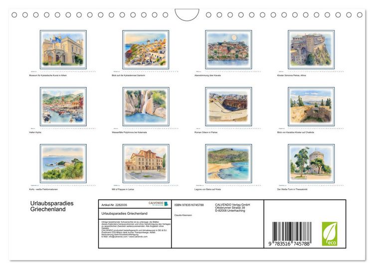 Produktbild: Urlaubsparadies Griechenland (Wandkalender 2026 DIN A4 quer), CALVENDO Monatskalender