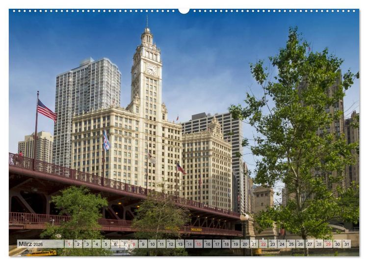 Produktbild: CHICAGO Stadtzentrum (hochwertiger Premium Wandkalender 2026 DIN A2 quer), Kunstdruck in Hochglanz