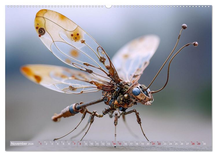 Produktbild: Insecta Mechanica. Fantastische Fl&uuml;gelwesen zwischen Technik und Natur (hochwertiger Premium Wandkalender 2026 DIN A2 quer), Kunstdruck in Hochglanz