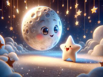 Produktbild: CALVENDO Puzzle Mondgespr&auml;che: Der kleine Stern und der Mond | 1000 Teile Lege-Gr&ouml;&szlig;e 64x48cm Foto-Puzzle f&uuml;r gl&uuml;ckliche Stunden