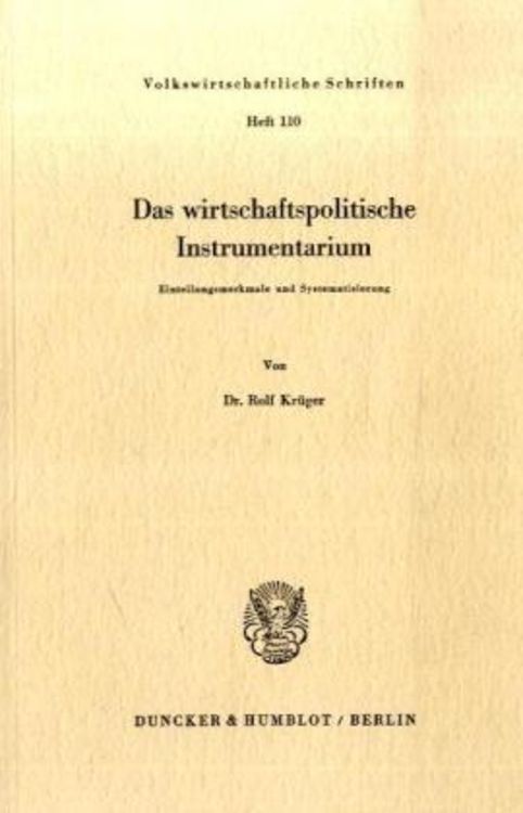 Produktbild: Das wirtschaftspolitische Instrumentarium