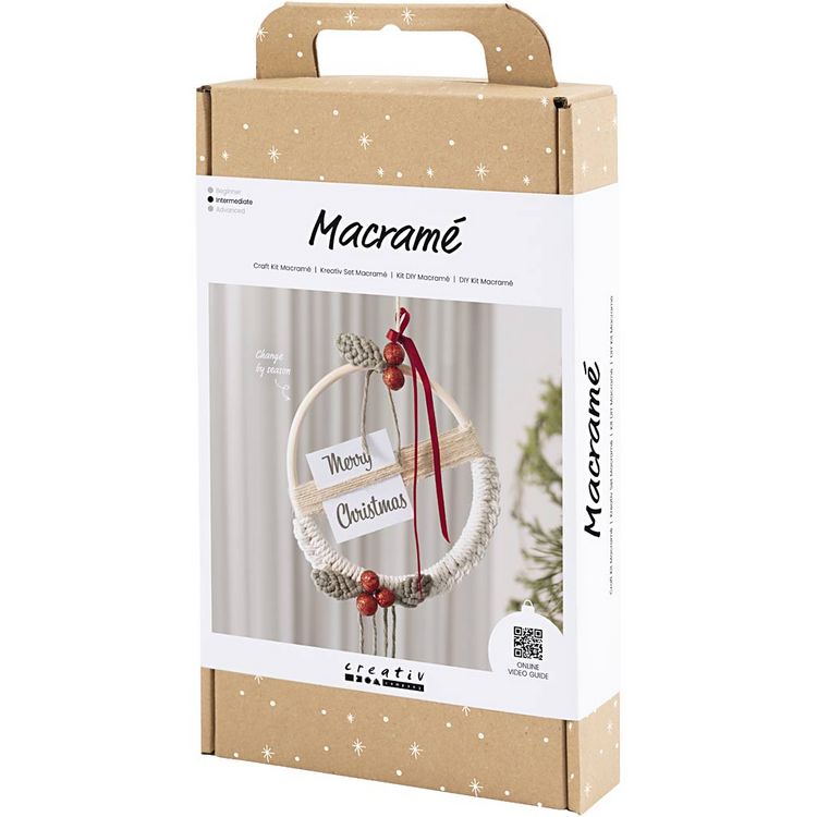 Produktbild: Creativ Company Kreativ Set Macram&eacute;, Makramee Adventskranz, Moosgr&uuml;n, Weihnachtsrot, Naturwei&szlig;
