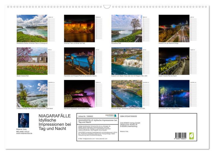 Produktbild: NIAGARAF&Auml;LLE Idyllische Impressionen bei Tag und Nacht (Wandkalender 2026 DIN A2 quer), CALVENDO Monatskalender