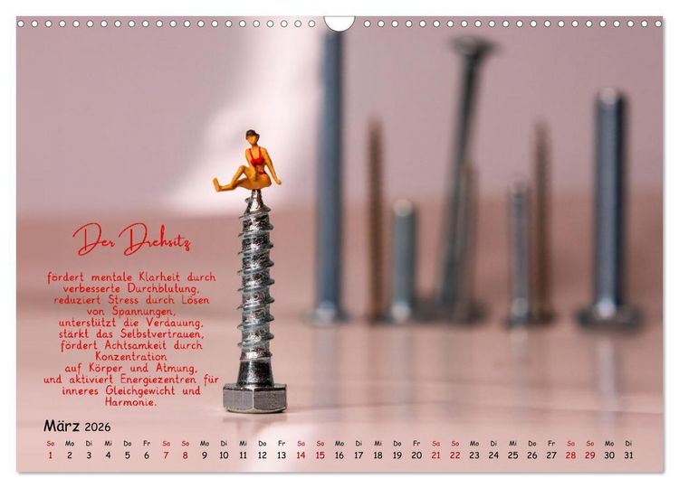 Produktbild: Yoga - Kleine Figur, gro&szlig;e Wirkung (Wandkalender 2026 DIN A3 quer), CALVENDO Monatskalender