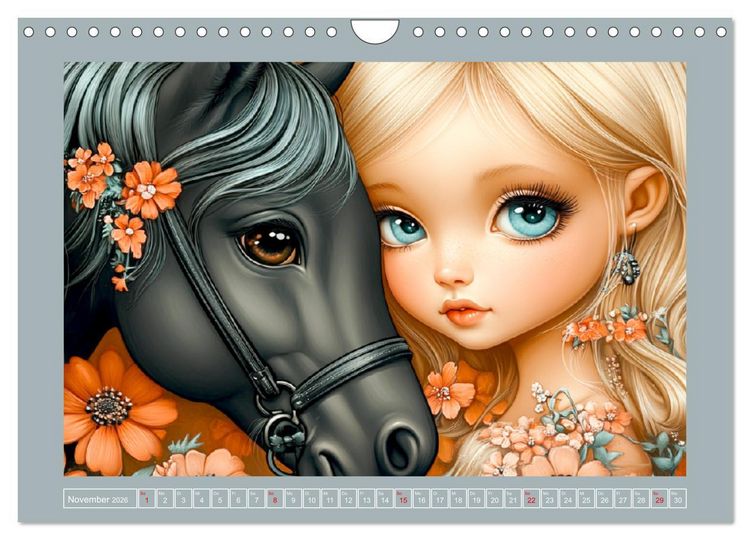 Produktbild: Vertr&auml;umte M&auml;dchen. Tiere, Blumen, Liebe. (Wandkalender 2026 DIN A4 quer), CALVENDO Monatskalender