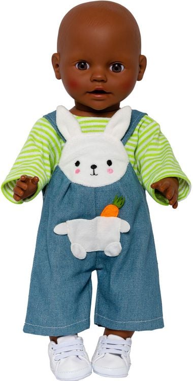 Produktbild: Puppen-Latzhose mit Ringelshirt ''Bunny Lou'', Gr. 35-45 cm