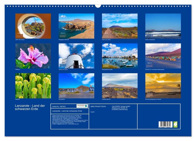 Produktbild: Lanzarote - Land der schwarzen Erde (Wandkalender 2026 DIN A2 quer), CALVENDO Monatskalender