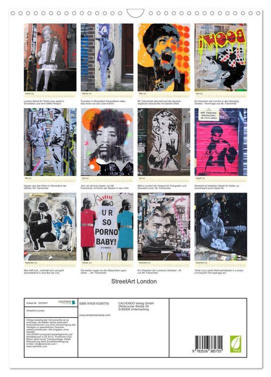 Produktbild: StreetArt London (Wandkalender 2026 DIN A3 hoch), CALVENDO Monatskalender