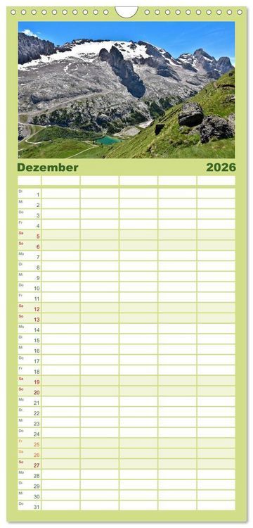Produktbild: Familienplaner 2026 - Hoch oben in den DOLOMITEN mit 5 Spalten (Wandkalender, 21 x 45 cm) CALVENDO