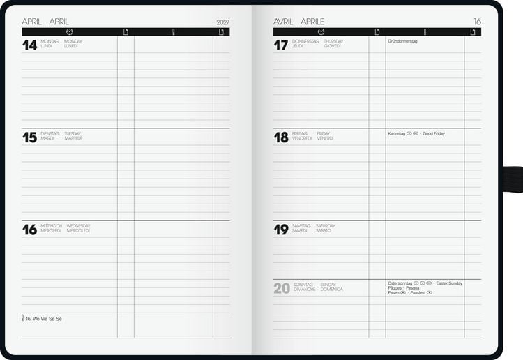 Produktbild: BRUNNEN 1072529907 Buchkalender Kompagnon TimeCenter Mod. 725 2027 A5, Kunststoff, schwarz