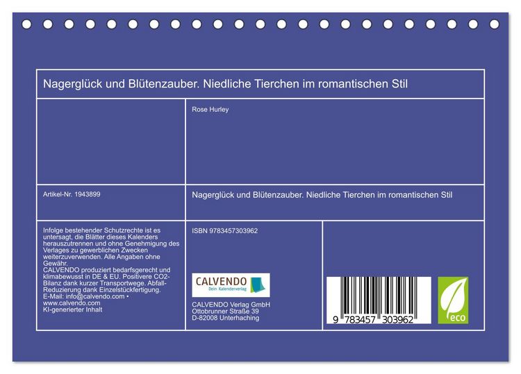 Produktbild: Nagergl&uuml;ck und Bl&uuml;tenzauber. Niedliche Tierchen im romantischen Stil (Tischkalender 2026 DIN A5 quer), CALVENDO Monatskalender