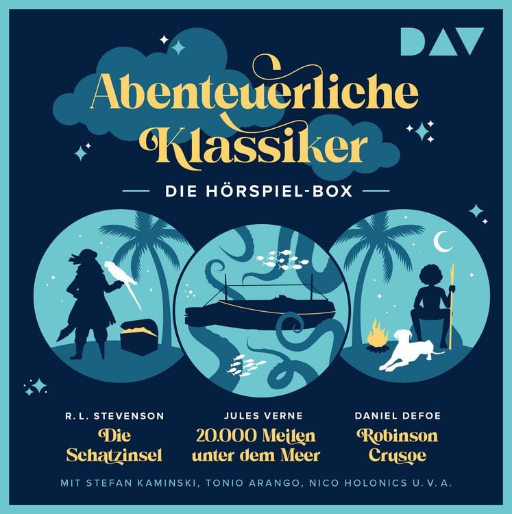 Produktbild: Abenteuerliche Klassiker &ndash; Die H&ouml;rspiel-Box. Die Schatzinsel, 20.000 Meilen unter dem Meer, Robinson Crusoe