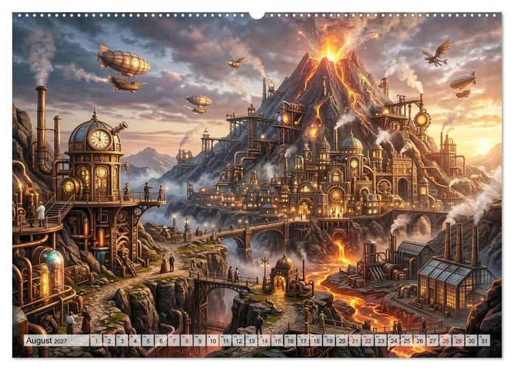 Produktbild: Steampunkwelten - Das Herz der Zeit (hochwertiger Premium Wandkalender 2027 DIN A2 quer), Kunstdruck in Hochglanz