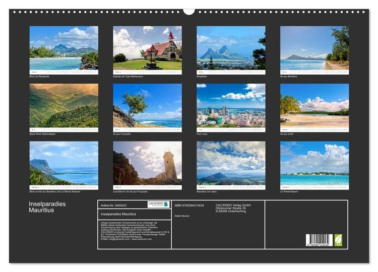 Produktbild: Inselparadies Mauritius (Wandkalender 2027 DIN A2 quer), CALVENDO Monatskalender