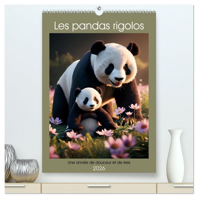 Produktbild: Les pandas rigolos - Une ann&eacute;e de douceur et de rires (Calendrier mural 2026 DIN A2 horizontal) calendrier de bureau