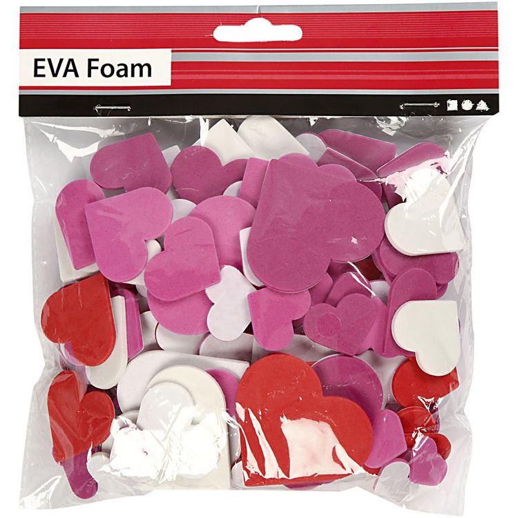 Produktbild: Creativ Company Moosgummi-Herzen, Gr&ouml;&szlig;e 20-50 mm, Dicke 2 mm, ortierte Farben, 200 sortiert