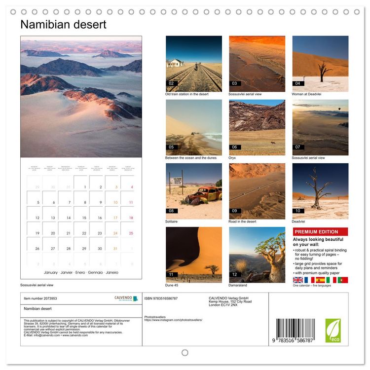 Produktbild: Namibian desert (Wall Calendar 2026 12 &times; 12 Inch) CALVENDO 12 Month Wall Calendar