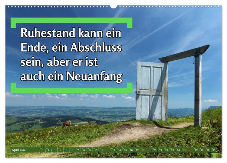 Produktbild: Ruhestand - das Leben neu entdecken (Wandkalender 2026 DIN A2 quer), CALVENDO Monatskalender